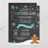 Winter Onederland 1. Geburtstag Einladung (Vorne/Hinten)