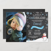 Winter Onederland 1. Geburtstag Einladung (Vorne/Hinten)