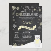 Winter Onederland 1. Geburtstag Einladung (Vorne/Hinten)