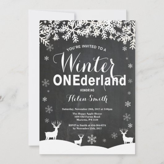 Winter Onederland 1. Geburtstag Einladung (Vorderseite)
