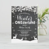 Winter Onederland 1. Geburtstag Einladung (Stehend Vorderseite)