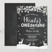 Winter Onederland 1. Geburtstag Einladung (Vorne/Hinten)