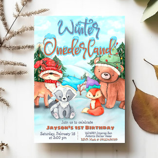 Winter Onederland - 1. Geburtstag Einladung