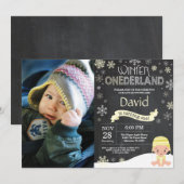 Winter Onederland 1. Geburtstag Einladung (Vorne/Hinten)