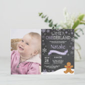 Winter Onederland 1. Geburtstag Einladung (Stehend Vorderseite)