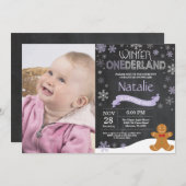 Winter Onederland 1. Geburtstag Einladung (Vorne/Hinten)