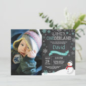 Winter Onederland 1. Geburtstag Einladung (Stehend Vorderseite)