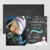 Winter Onederland 1. Geburtstag Einladung (Vorne/Hinten)