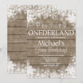 Winter Onederland 1. Geburtstag Einladung (Vorne/Hinten)
