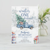 Winter Onederland 1. Geburtstag Einladung (Stehend Vorderseite)