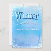 Winter Onederland - 1. Geburtstag Einladung (Vorderseite)