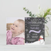 Winter Onederland 1. Geburtstag Einladung (Stehend Vorderseite)