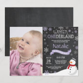 Winter Onederland 1. Geburtstag Einladung (Vorne/Hinten)