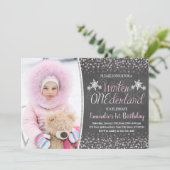 Winter ONEderland 1. Geburtstag Einladung (Stehend Vorderseite)