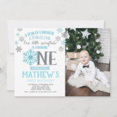 Winter Onederland 1. Geburtstag Einladung Foto (Vorderseite)