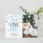 Winter Onederland 1. Geburtstag Einladung Foto (Stehend Vorderseite)