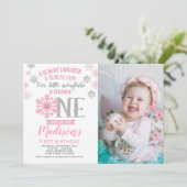 Winter Onederland 1. Geburtstag Einladung Foto (Stehend Vorderseite)