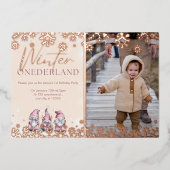 Winter ONEderland 1. Geburtstag Einladung Mädchen (Vorderseite)