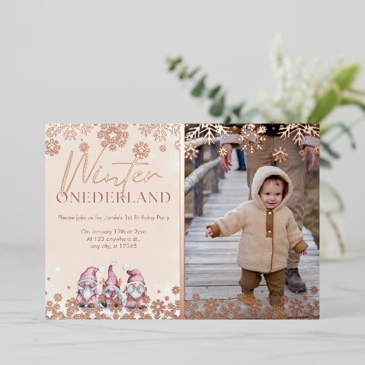 Winter ONEderland 1. Geburtstag Einladung Mädchen (Stehend vorne)