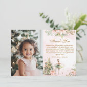 Winter Onederland 1. Geburtstag Foto Vielen Dank Einladung (Stehend Vorderseite)