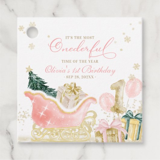 Winter Onederland 1. Geburtstag Geschenkanhänger (Vorderseite)