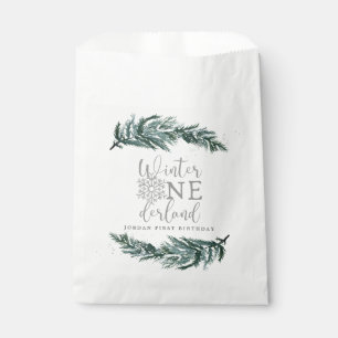 Winter Onederland 1. Geburtstag Geschenktüte, Grün Geschenktütchen