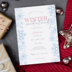 Winter Onederland 1. Geburtstag Girl Snowflake Einladung