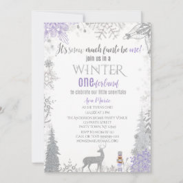 Winter Onederland 1. Geburtstag Lavender Snowflake Einladung