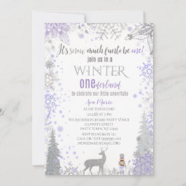 Winter Onederland 1. Geburtstag Lavender Snowflake Einladung
