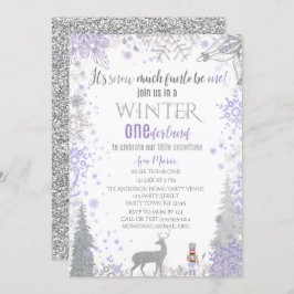 Winter Onederland 1. Geburtstag Lavender Snowflake Einladung