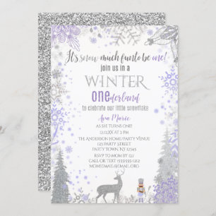 Winter Onederland 1. Geburtstag Lavender Snowflake Einladung