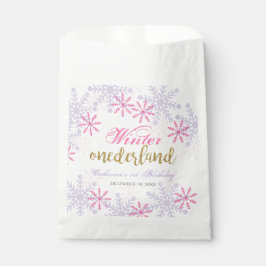 Winter Onederland 1. Geburtstag Lila rosa Schnee Geschenktütchen