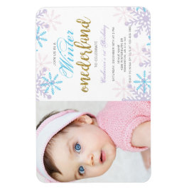 Winter Onederland 1. Geburtstag mit Foto Schnee Magnet