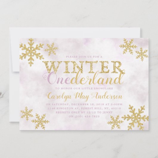 Winter ONEderland 1. Geburtstag Party Einladung (Vorderseite)