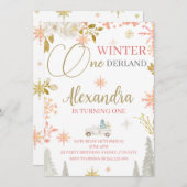 Winter Onederland 1. Geburtstag Party Einladung (Vorne/Hinten)
