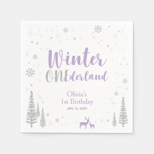 Winter Onederland 1. Geburtstag Party Paper Napkin Serviette (Vorderseite)