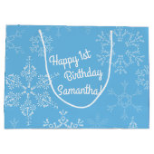 Winter Onederland 1. Geburtstag Party Schneeflocke Große Geschenktüte (Rückseite)