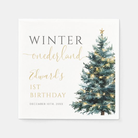 Winter Onederland 1. Geburtstag Party Serviette (Vorderseite)