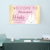 Winter Onederland 1. Geburtstag Pink und Gold Bunn Banner (Messeveranstaltung)