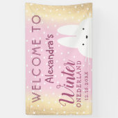 Winter Onederland 1. Geburtstag Pink und Gold Bunn Banner (Vertikal)