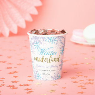 Winter Onederland 1. Geburtstag Schneeflocken Nied Pappbecher