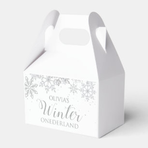 Winter ONEderland 1. Geburtstag Silber-Schneeflock Geschenkschachtel