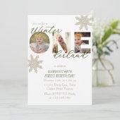 Winter ONEderland 1. Geburtstag Snowflake Foto Einladung (Stehend Vorderseite)