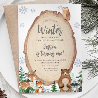 Winter Onederland 1. Geburtstag Tierwald Einladung