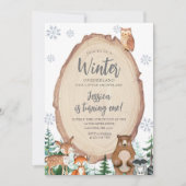 Winter Onederland 1. Geburtstag Tierwald Einladung (Vorderseite)