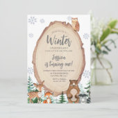Winter Onederland 1. Geburtstag Tierwald Einladung (Stehend Vorderseite)