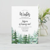 Winter Onederland 1. Geburtstag Waldwald Einladung (Stehend Vorderseite)