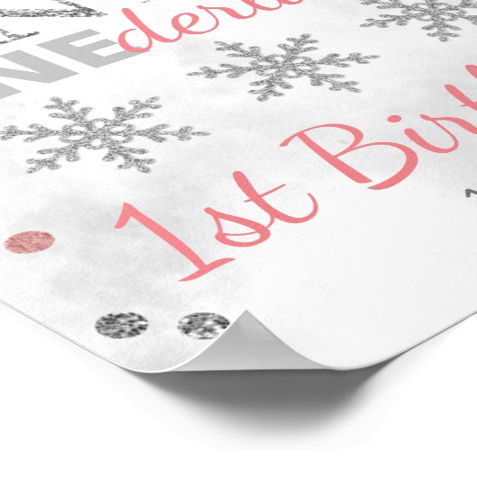 Winter ONEderland 1. Geburtstag Willkommen Poster (Ecke)