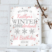 Winter ONEderland 1. Geburtstag Willkommen Poster