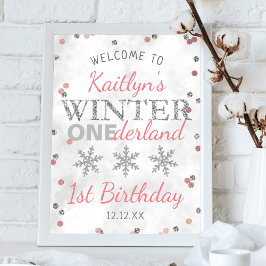 Winter ONEderland 1. Geburtstag Willkommen Poster